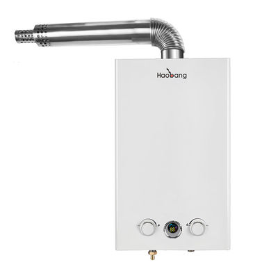 10 لتر 220 فولت غاز سخان المياه النوع العادم القسري LED أبيض 20Kw