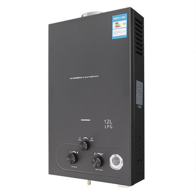 غرفة الاستحمام غاز سخان المياه 12L 24KW مقاومة للتآكل الأسود